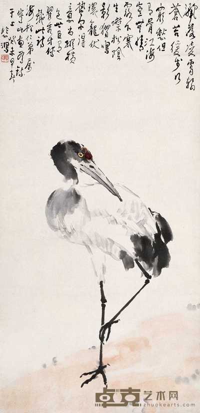 徐悲鸿 1943年作 仙禽图 立轴 79×38.5cm
